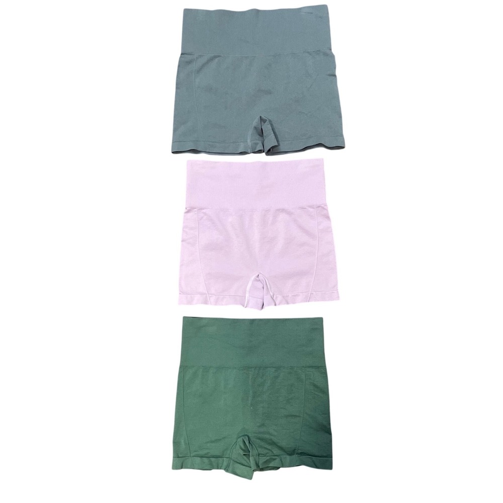 Lot 3 High Waisted Seamless Shorts Small S Athletic Yoga Gym Biker Pastel Green